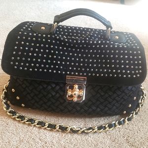Black/Gold Woven Evening Bag
